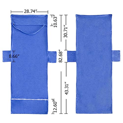 VOCOOL Double Layer Chaise Lounge Pool Chair Cover Beach Towel Fitted Elastic Pocket Won't Slide 85" L x 30" W-Royal Blue - Image 4