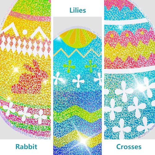 MNKXL 12-Piece Glitter Easter Yard Signs,Extra Large Sparkling Garden Egg Stakes,Waterproof Laser Printed Outdoor Decor for Easter Sidewalk - Image 4