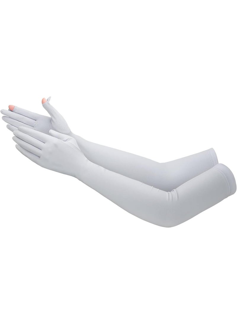 Jorunb UV Long Sun Gloves, Women's Sunblock Protection Driving Gloves Non Slip Full Finger Arm Sun Protective Touchscreen UPF 50+ for Outdoor Sports Cycling Grey - Image 1