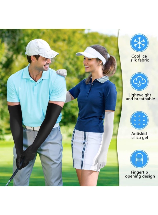 Jorunb UV Long Sun Gloves, Women's Sunblock Protection Driving Gloves Non Slip Full Finger Arm Sun Protective Touchscreen UPF 50+ for Outdoor Sports Cycling Grey - Image 3