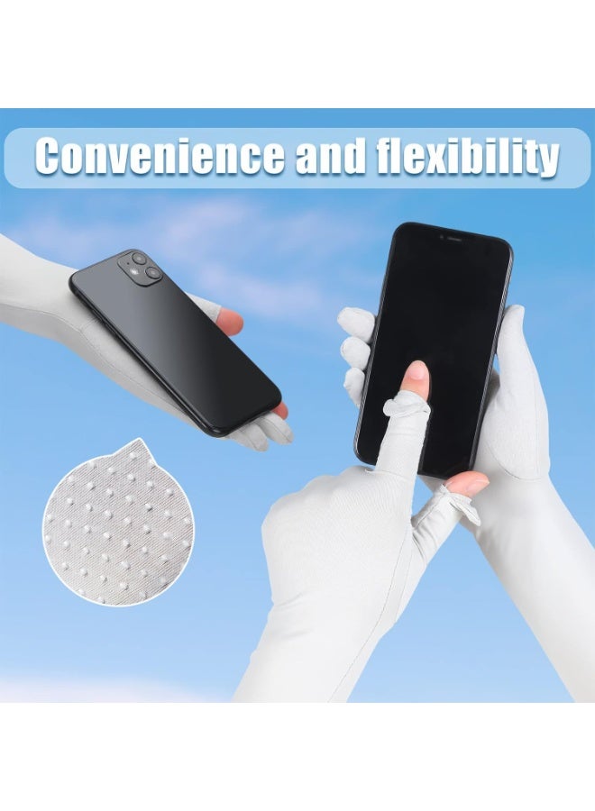 Jorunb UV Long Sun Gloves, Women's Sunblock Protection Driving Gloves Non Slip Full Finger Arm Sun Protective Touchscreen UPF 50+ for Outdoor Sports Cycling Grey - Image 4