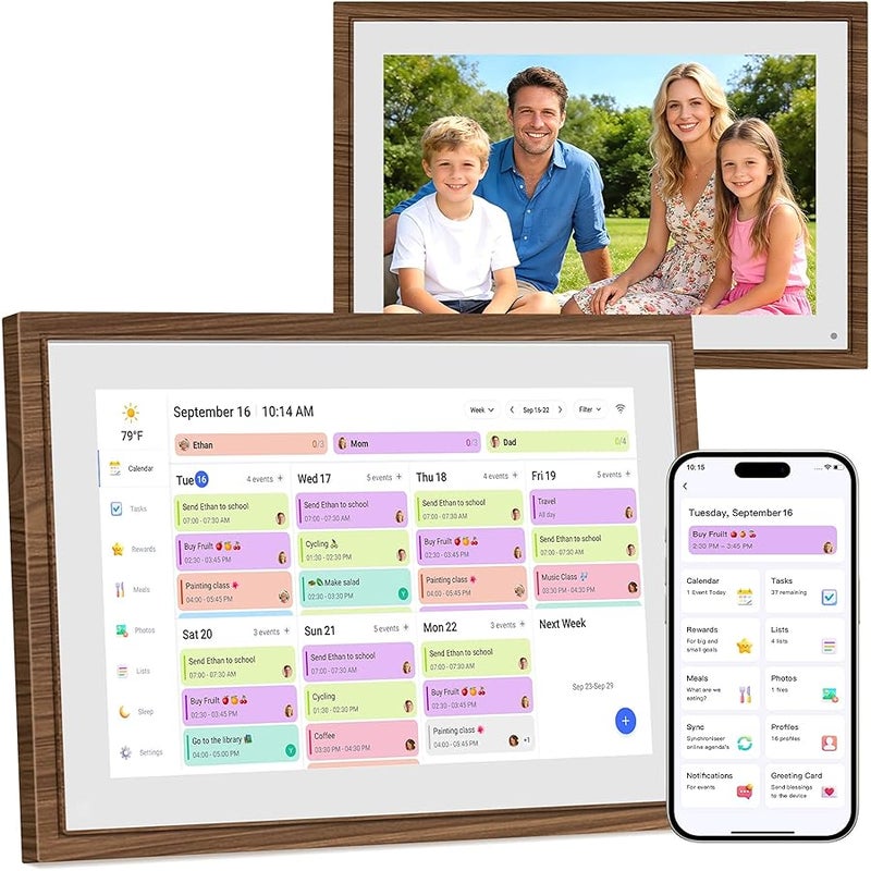Canupdog تقويم رقمي بحجم 10.1 بوصة مع مخطط مهام بشاشة تعمل باللمس - عرض تفاعلي بدقة Full HD، قابل للتعليق على الحائط أو وضعه على المكتب، مخطط عائلي، قائمة مهام ومخطط وجبات، مثالي لتنظيم المنزل وجدولة 2025 - Image 1