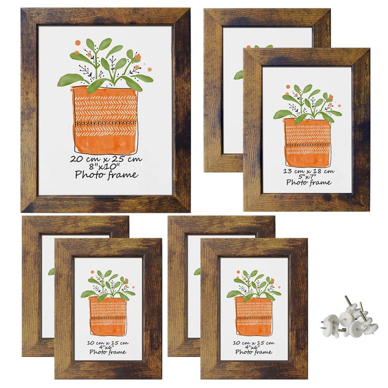 بيتافلوب PETAFLOP Gallery Wall Frame Set 7 Pack Pack Picture Frame Set One 8x10 اثنين 5x7 Four 4x6 إطارات الصور - Image 1