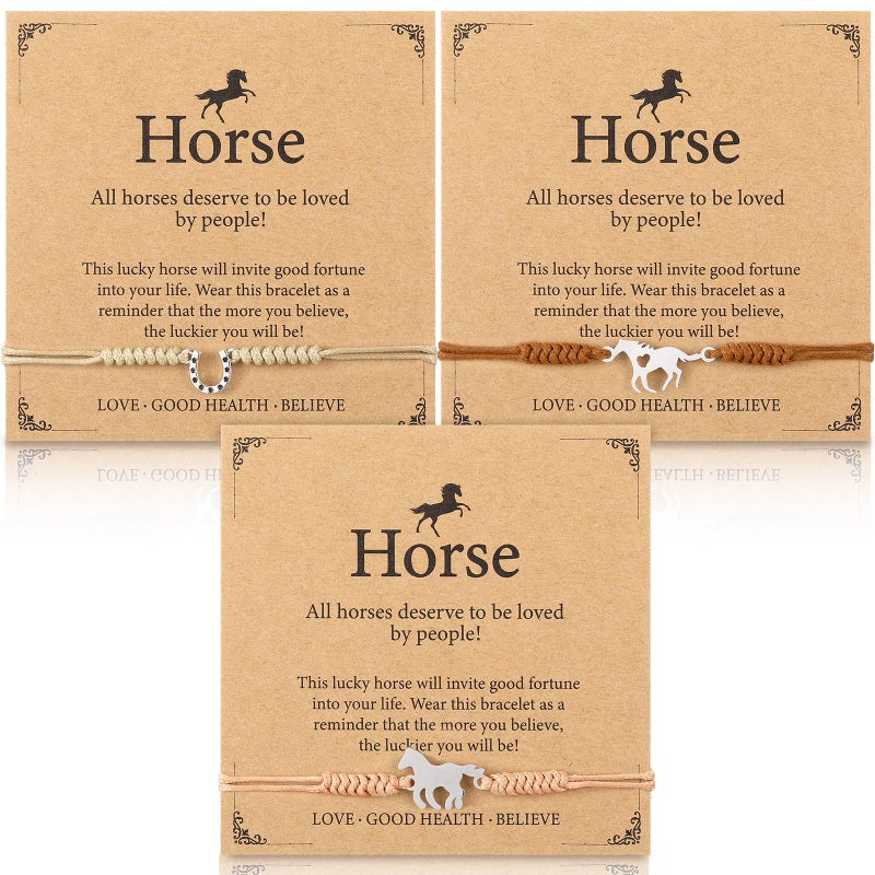 Ecation 30 Sets Horse Bracelets Gifts Horseshoe Party Favors Include 30 Adjustable Western Horseshoe Bracelets with 30 Inspirational Cards Cowgirl Cowboy Birthday Christmas Gifts for Horse Lover - Image 1
