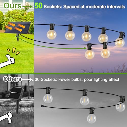 Lakumu 100FT G40 Solar String Lights, Globe Outdoor String Lights with 52 E12 Waterproof LED Bulbs, 2700K Shatterproof Patio Lights, Solar Powered Hanging Lights for Porch Garden Backyard Pergola Bistro Deck - Image 2