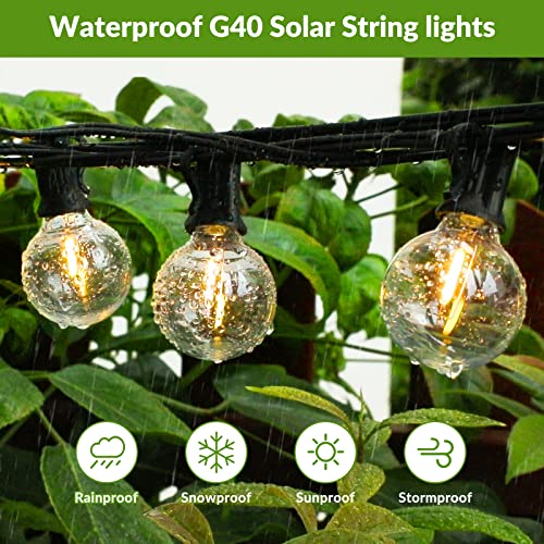 Lakumu 100FT G40 Solar String Lights, Globe Outdoor String Lights with 52 E12 Waterproof LED Bulbs, 2700K Shatterproof Patio Lights, Solar Powered Hanging Lights for Porch Garden Backyard Pergola Bistro Deck - Image 3