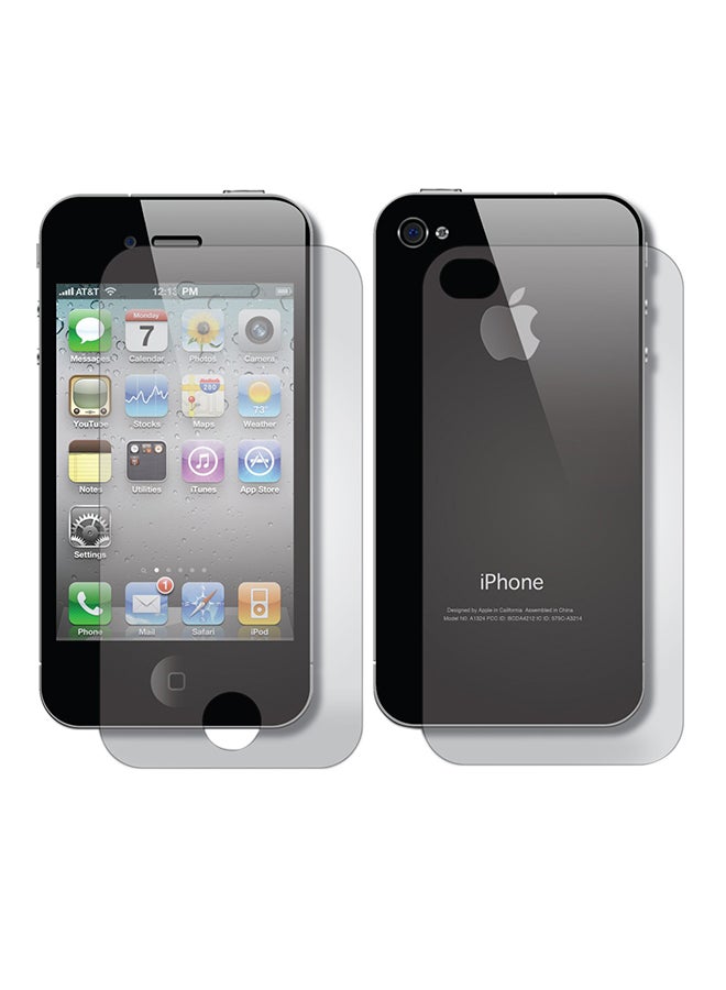 Tempered Glass Front And Back Protector For Apple iPhone 4/4S Clear