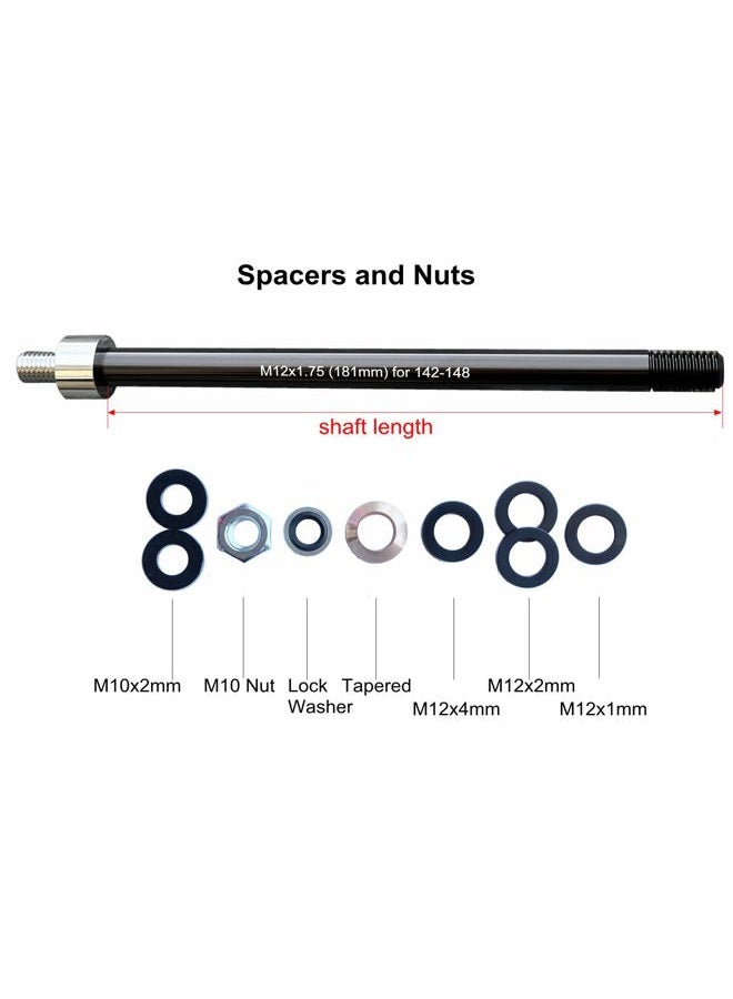 ODIER Bike Trailer Hitch Thru Axle Adapter 12mm Thru Axle with 1.0/1.5/1.75 Thread Pitch Shaft Length 167~185mm (M12-1.75-181mm) - Image 4
