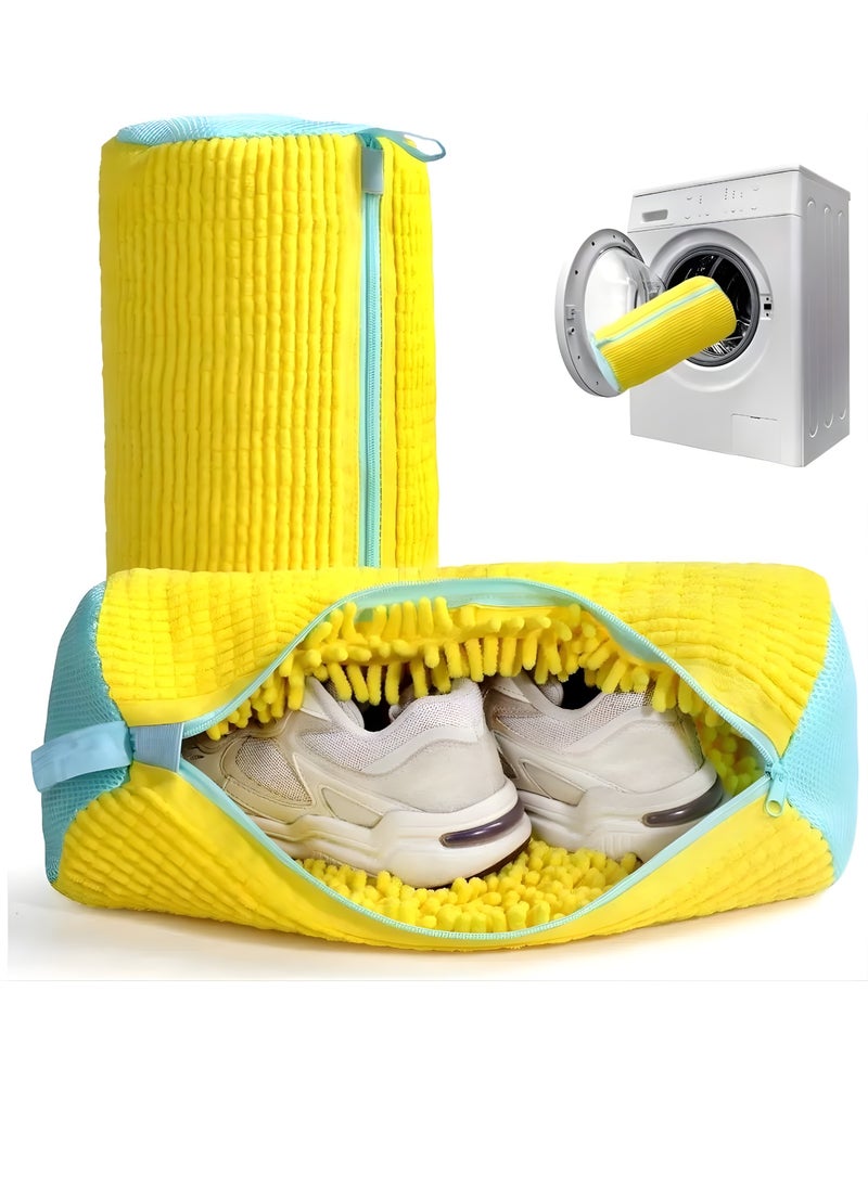 Padded Shoes Washing Machine Bag - Shoes Laundry Bag with Chenille Fibers for Deep Cleaning - Protective Mesh Bag with Durable Zipper. - Image 1