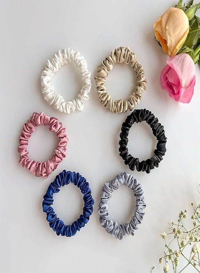 NNR Satin Hair Scrunchies for Women & Girls Premium Silk Feel Hair Ties - Gentle on Hair, hair accessories, Ideal for Daily Use & Gifting (Set of 6) - Image 3