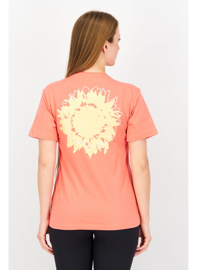 adidas Originals Women Sportswear Fit Short Sleeve Running T-Shirt, Coral Pink  - Image 3