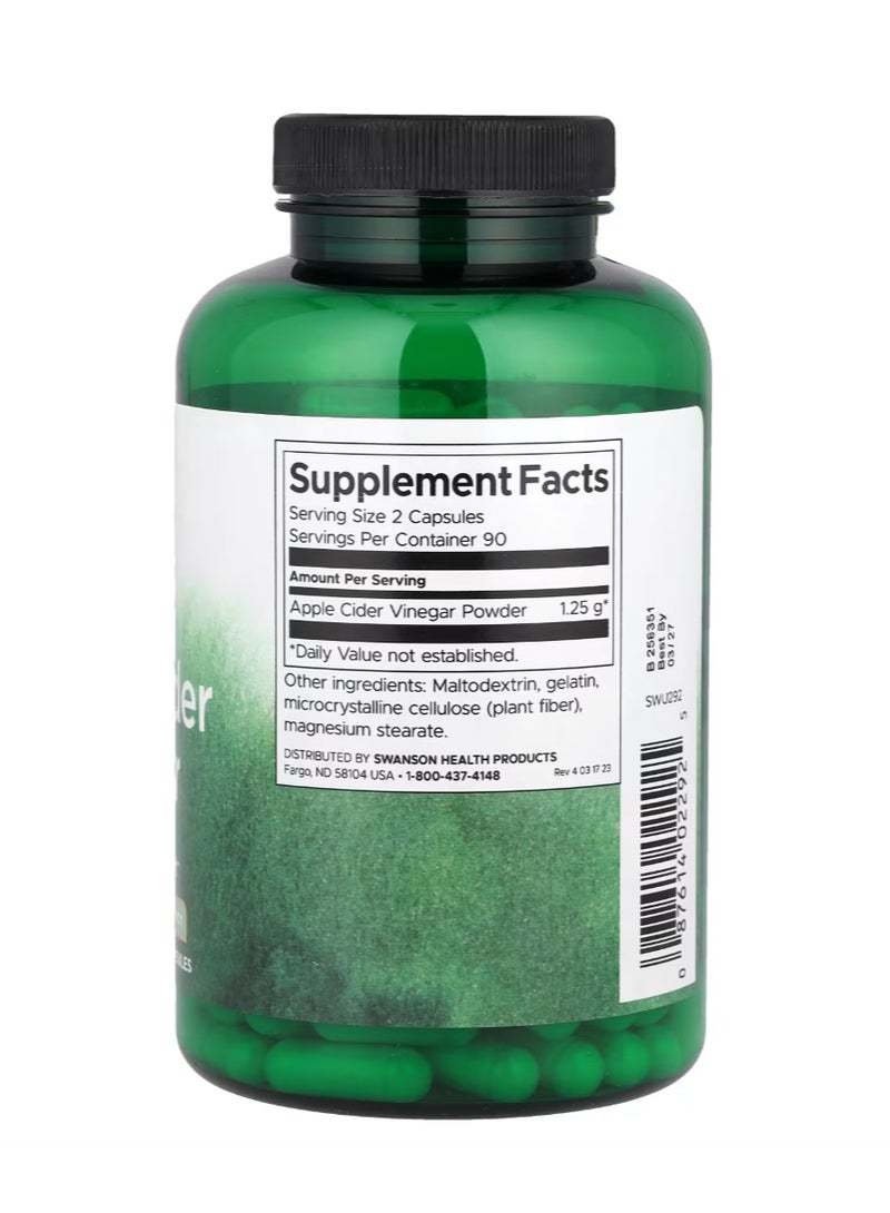 سوانسون خل التفاح عالي الفعالية 625 ملجم 180 كبسولة - Image 2