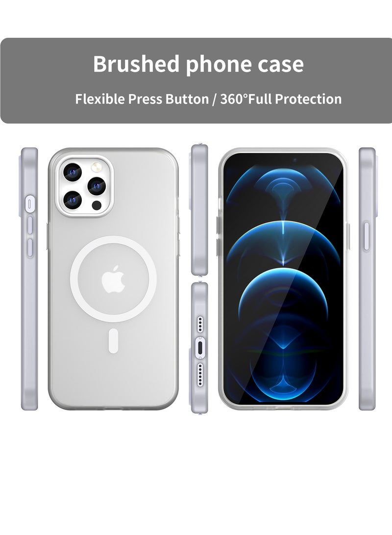 Abania Magnetic Case for iPhone 12 Pro Max, Translucent Matte Frost White, MagSafe Compatible Shockproof Mobile Cover, Slim Anti-Fingerprint & Non-Slip - Image 2