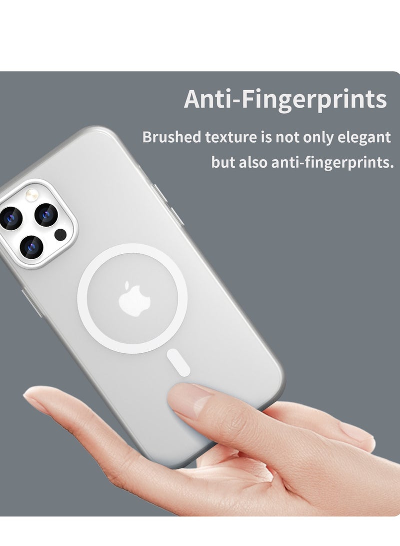 Abania Magnetic Case for iPhone 12 Pro Max, Translucent Matte Frost White, MagSafe Compatible Shockproof Mobile Cover, Slim Anti-Fingerprint & Non-Slip - Image 4