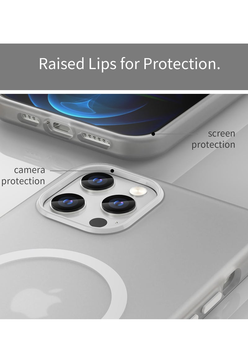Abania Magnetic Case for iPhone 12 Pro Max, Translucent Matte Frost White, MagSafe Compatible Shockproof Mobile Cover, Slim Anti-Fingerprint & Non-Slip - Image 5