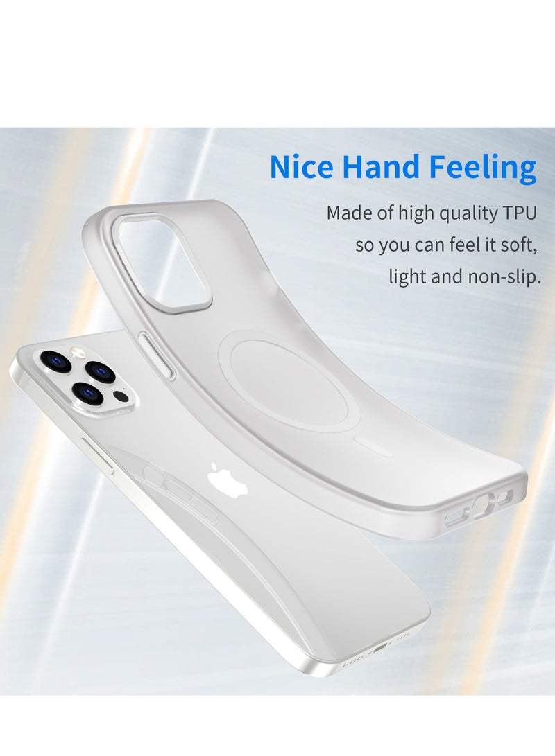 Abania Magnetic Case for iPhone 12 Pro Max, Translucent Matte Frost White, MagSafe Compatible Shockproof Mobile Cover, Slim Anti-Fingerprint & Non-Slip - Image 3