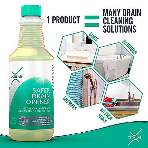 Xion Lab XionLab Safer, Greener Drain Clog Remover – Industrial-Strength Liquid Drain Cleaner for Hair & Grease – Septic Safe, Odorless, Biodegradable for Bathroom Sink, Bath Tub, & Shower Drain – 32 oz - Image 5