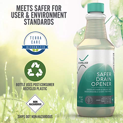 Xion Lab XionLab Safer, Greener Drain Clog Remover – Industrial-Strength Liquid Drain Cleaner for Hair & Grease – Septic Safe, Odorless, Biodegradable for Bathroom Sink, Bath Tub, & Shower Drain – 32 oz - Image 4
