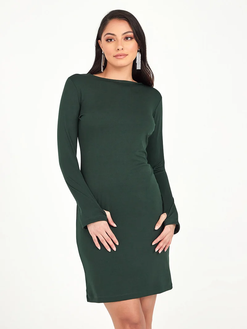 lace long sleeve formal dress Long-Sleeve Ruched Jersey Formal Dress with Sheer Lace Navy / 12
