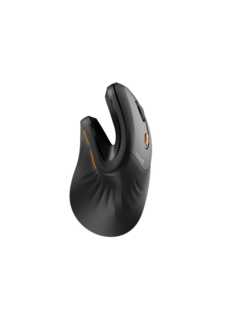 ProtoArc ماوس ProtoArc EM11 NL لاسلكي رأسي مريح – بلوتوث وUSB ‏2.4 جيجاهرتز – قابل لإعادة الشحن USB-C – نقر هادئ – دقة DPI قابلة للتعديل – أسود - Image 1
