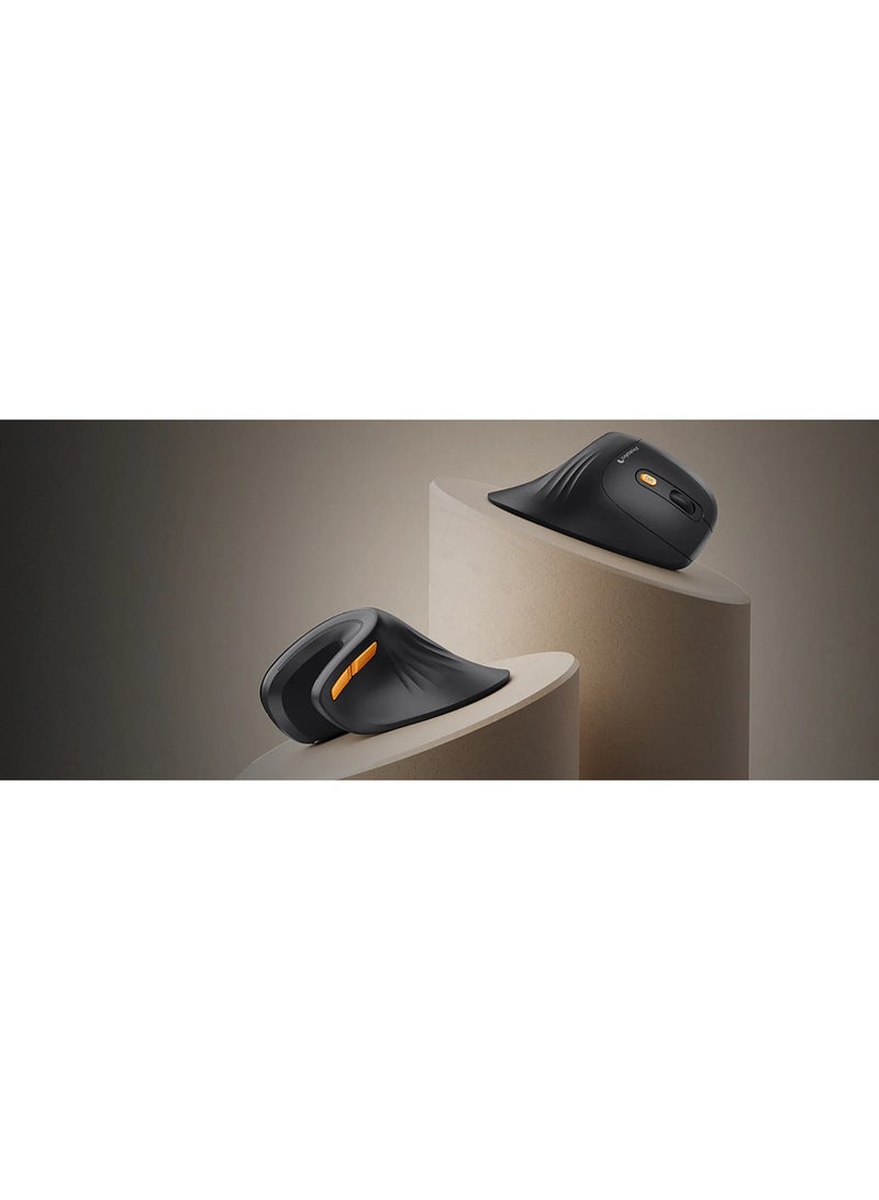 ProtoArc ماوس ProtoArc EM11 NL لاسلكي رأسي مريح – بلوتوث وUSB ‏2.4 جيجاهرتز – قابل لإعادة الشحن USB-C – نقر هادئ – دقة DPI قابلة للتعديل – أسود - Image 2