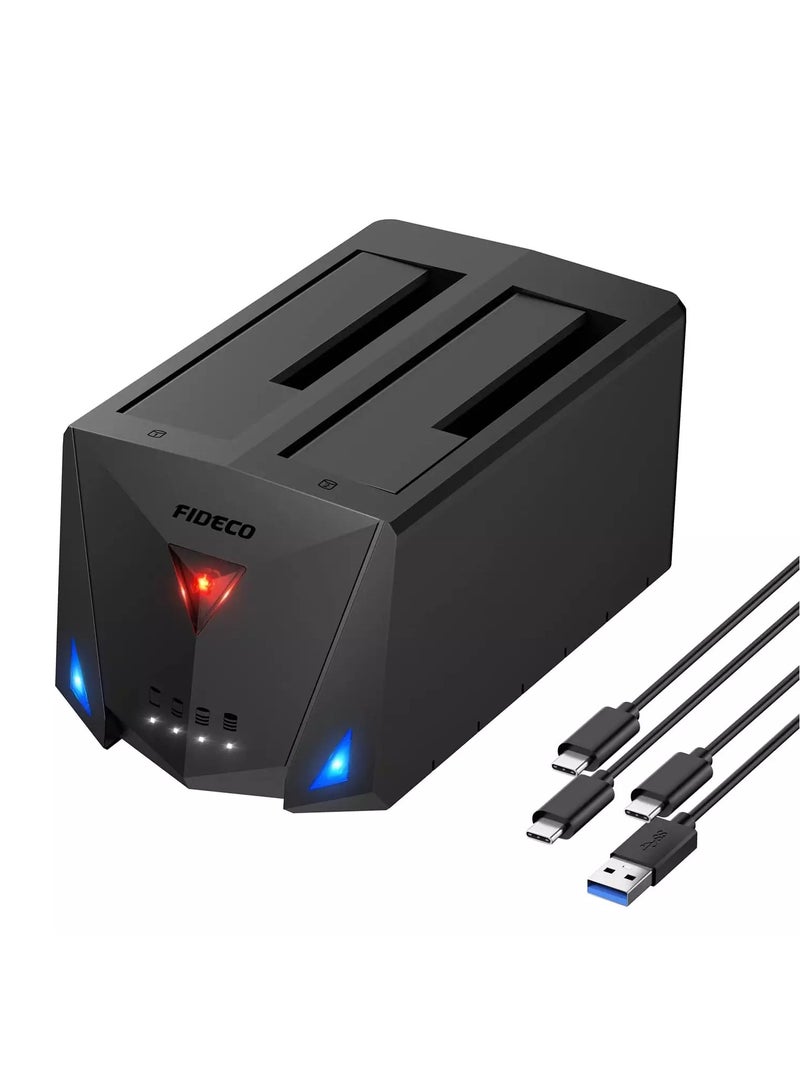 FIDECO USB 3.2 Gen 1 to Hard Drive Docking Station, Hard Drive Dock for 2.5 or 3.5 inch SATA I/II/III HDD SSD with Hard Drive Duplicator/Offline Clone Function and 2 USB Cables, Support UASP  - Image 1
