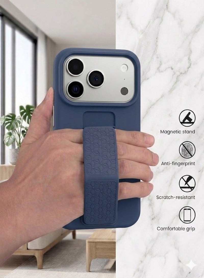 iPhone 17 Pro Max Silicone Case with Grip Strap & Kickstand Soft Design Cover For iPhone 17 Pro Max Vertical & Horizontal Stand Full Camera Protection Case For iPhone 17 Pro Max 6.9-inch - Image 3