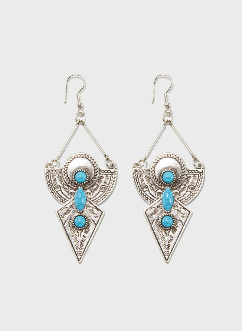 FOREVER 21 Tribal-Inspired Faux Stone Drop Earrings