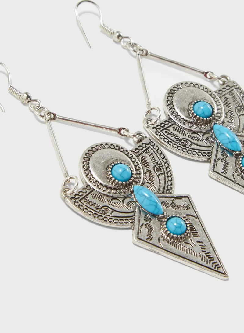 FOREVER 21 Tribal-Inspired Faux Stone Drop Earrings