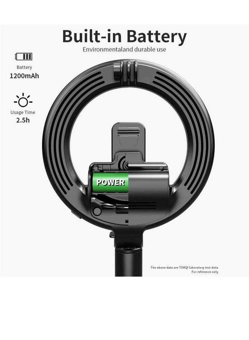 L07 Selfie Stick Foldable Handheld Remote Shutter Tripod with 5-inch LED Ring Light for Live Stream - Image 3