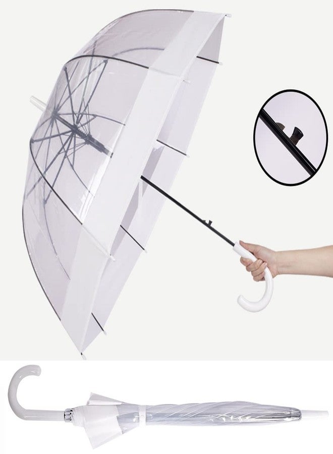 ThreeH Clear Dome Umbrella Windproof Lightweight Transparent Bubble Surface Automatic Open Stick Rain Umbrella for Weddings Party,Black - Image 3