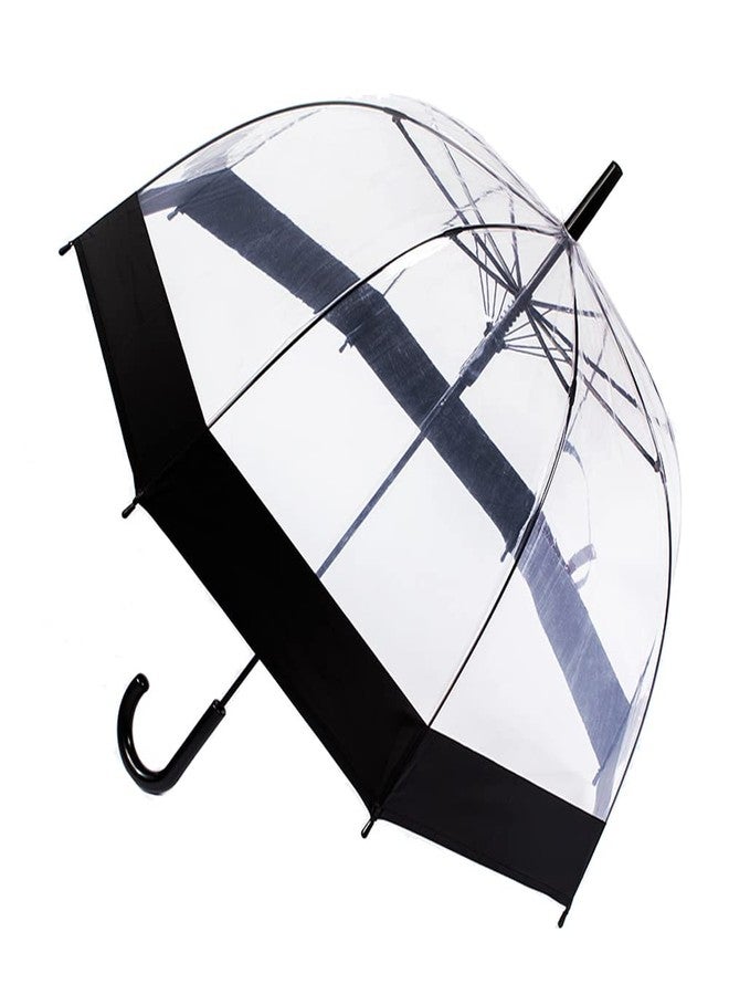 ThreeH Clear Dome Umbrella Windproof Lightweight Transparent Bubble Surface Automatic Open Stick Rain Umbrella for Weddings Party,Black - Image 1
