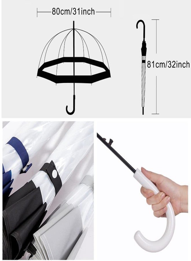 ThreeH Clear Dome Umbrella Windproof Lightweight Transparent Bubble Surface Automatic Open Stick Rain Umbrella for Weddings Party,Black - Image 2
