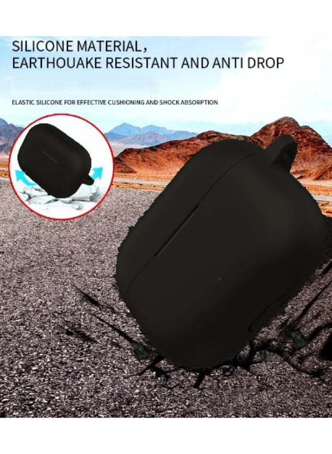 Case for Huawei FreeBuds SE4 ANC Earbuds,Soft Silicone Protective Cover with Carabiner, Shockproof with cleaning tools(Black) - Image 3