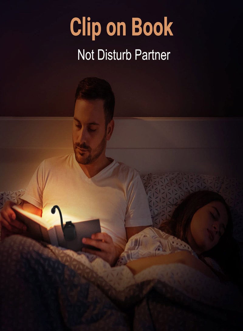 NIBEMINENT Book Light, Reading Light Lamp for in Bed, Lover Gifts Women Men, Clip on LED Rechargeable USB Portable 3 Color Temperatures Stepless Dimming Accessories  - Image 2