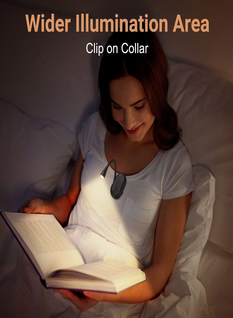 NIBEMINENT Book Light, Reading Light Lamp for in Bed, Lover Gifts Women Men, Clip on LED Rechargeable USB Portable 3 Color Temperatures Stepless Dimming Accessories  - Image 3
