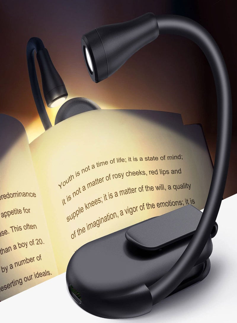 NIBEMINENT Book Light, Reading Light Lamp for in Bed, Lover Gifts Women Men, Clip on LED Rechargeable USB Portable 3 Color Temperatures Stepless Dimming Accessories  - Image 1