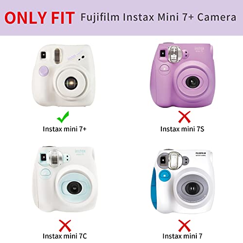 CAIYOULE Clear Case for Fujifilm Instax Mini 7+ Camera Protective Case with Back Photo Storage Pocket, Selfie Mirror, Stickers and Adjustable Shoulder Strap，No Camera - Image 4