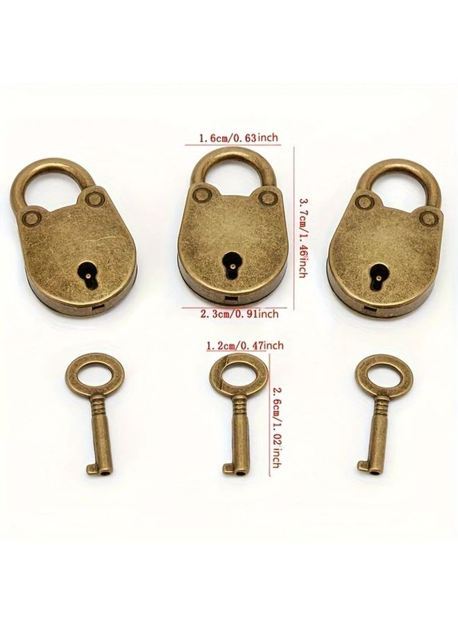 Vintage Miniature Luggage Lock Bronze Finish With Key Home Decor - Image 5