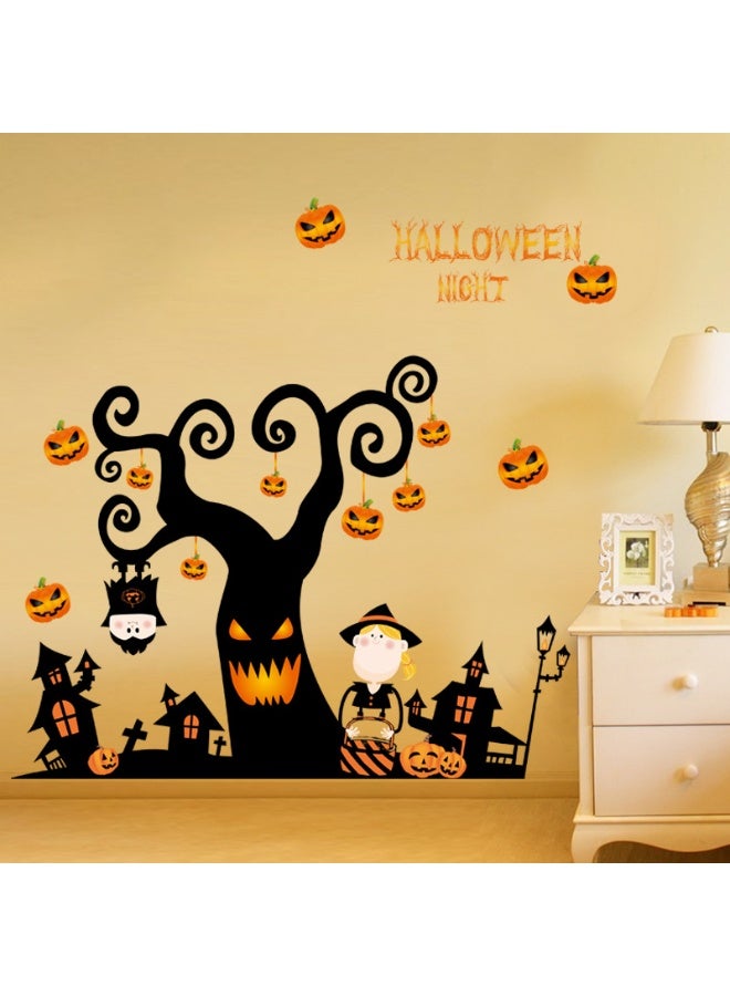 NIBEMINENT Halloween Wall Stickers - Pumpkin, Spider, and Ghost Window Decals