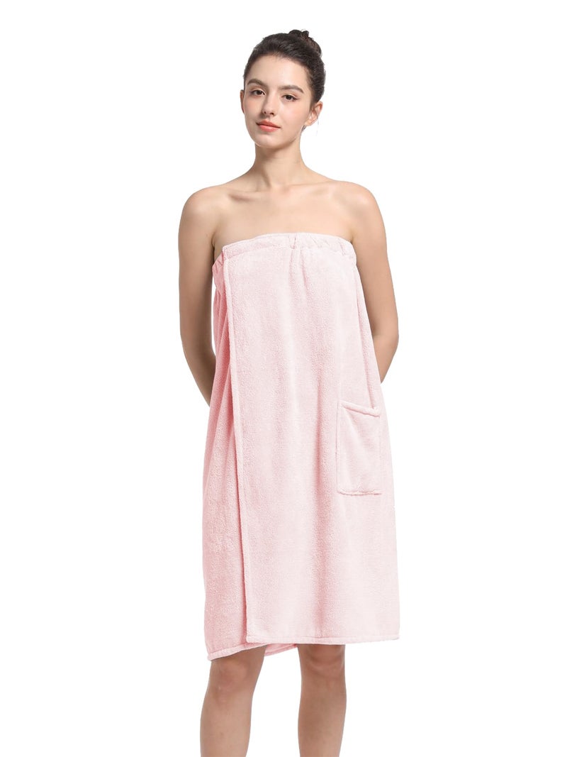 Wubbept Women'S Soft Wrap Towel Full Length，Bath Robe After Shower Female Plush Long，Spa Bathrobes Lightweight With Pockets (US, Alpha, One Size, Regular, Regular, light pink) - Image 4