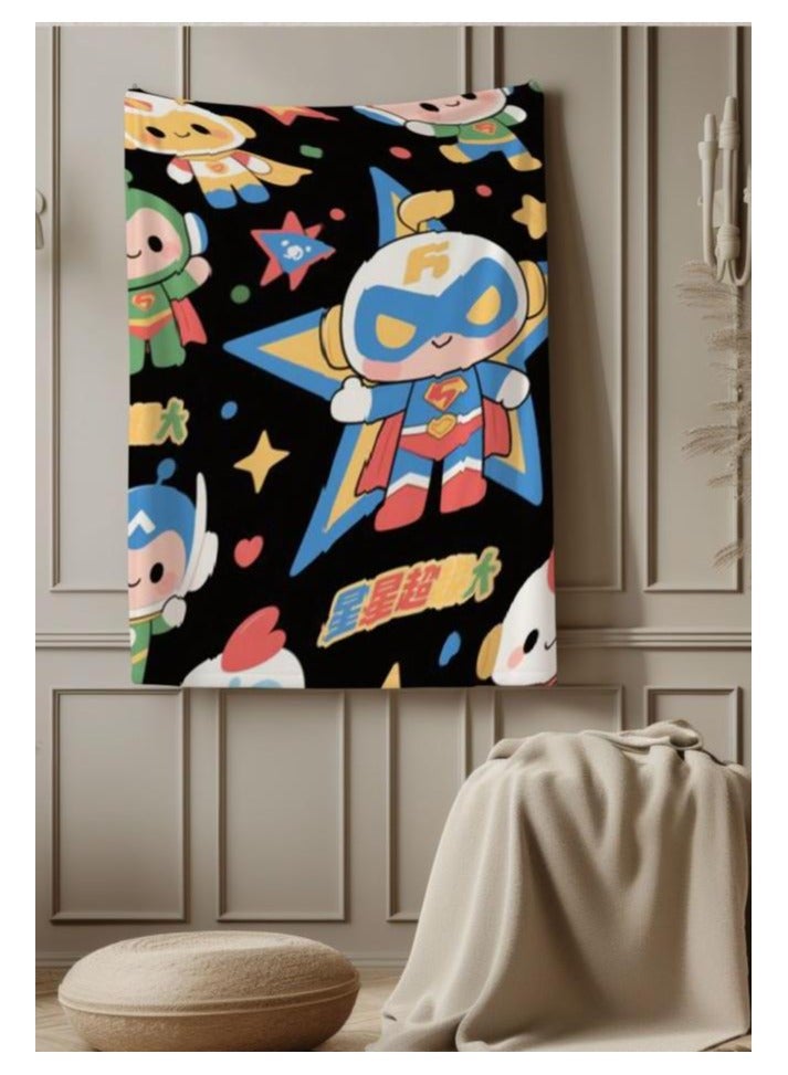 عام بطانية رقيقة من الفانيلا الكرتونية للأطفال أو الطلاب (دافئة ومريحة ومناسبة للنوم والألعاب) 100 سم * 150 سم - 410 - Image 5