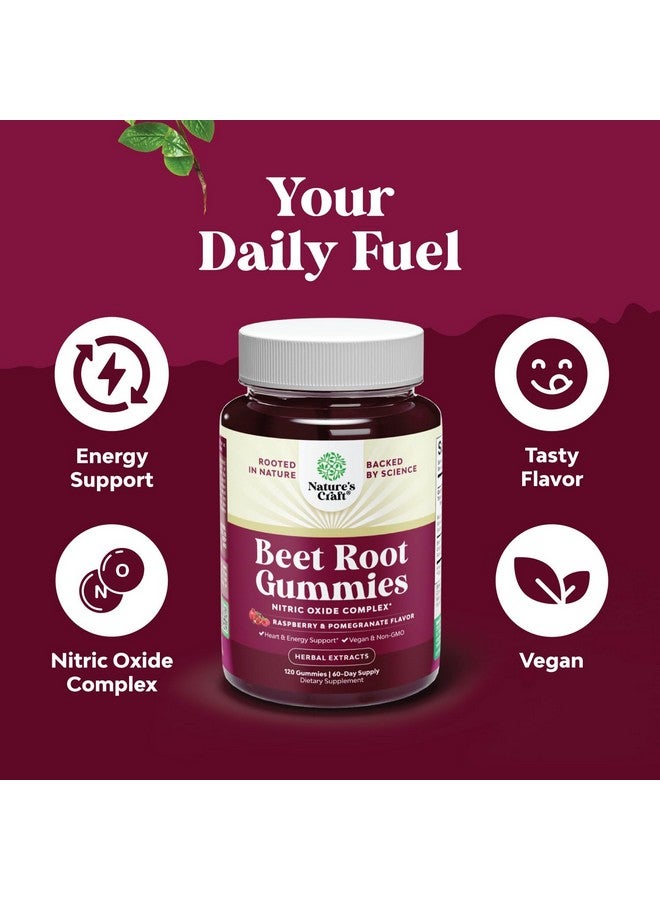 نايتشرز كرافت حلوى جيلاتينية من جذور البنجر لتعزيز تدفق الدم - حلوى جيلاتينية منشطة من جذور البنجر للبالغين - أكسيد النيتريك لدعم الطاقة وصحة القلب مع بذور العنب والرمان وفيتامين ب 12 - نباتية وغير معدلة وراثيًا وخالية من الجلوتين (لمدة شهرين) - Image 3