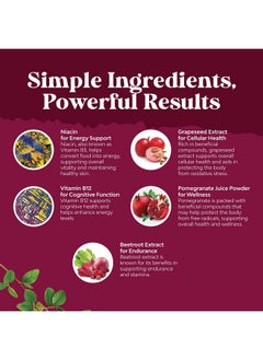 Natures Craft Flow Boosting Beet Root Gummies - Invigorating Beet Gummies for Adults Nitric Oxide Energy & Heart Health Support with Grapeseed Pomegranate & Vitamin B12 - Vegan Non-GMO & Gluten Free (2 Months)  - Image 4