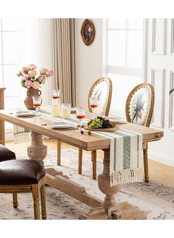 Fancy Homi Boho Chic Macrame Table Runner for Home Decor, Farmhouse Style with Tassels, Perfect for Party Bohemian - 30x230 cm - Sage Green - Image 2