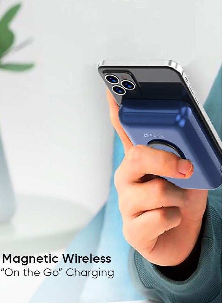 SEEKEN 10K MAH Foldable Magnetic Wirless 22.5W Power Bank - Blue | Fast Charging | Portable Charger | Travel Charger | Overcharge Protection | Premium Design | High-Quality. - Image 3