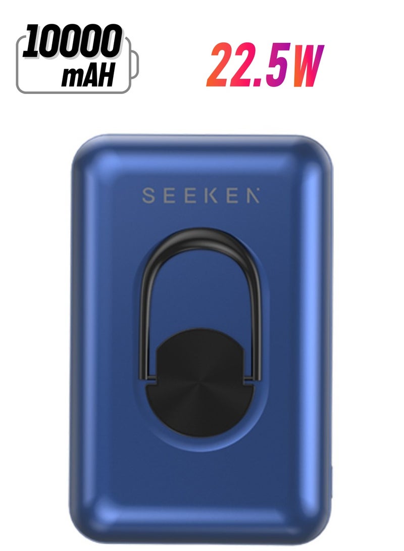 SEEKEN 10K MAH Foldable Magnetic Wirless 22.5W Power Bank - Blue | Fast Charging | Portable Charger | Travel Charger | Overcharge Protection | Premium Design | High-Quality. - Image 1