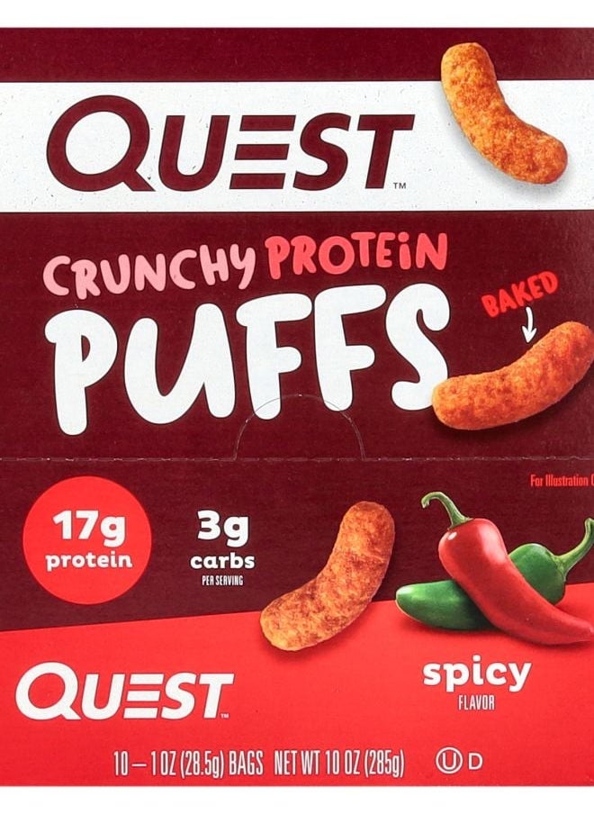 QUEST NUTRITION - Crunchy Protein Puffs Spicy 10 Bags 1 oz (28.5 g) Each - Image 1