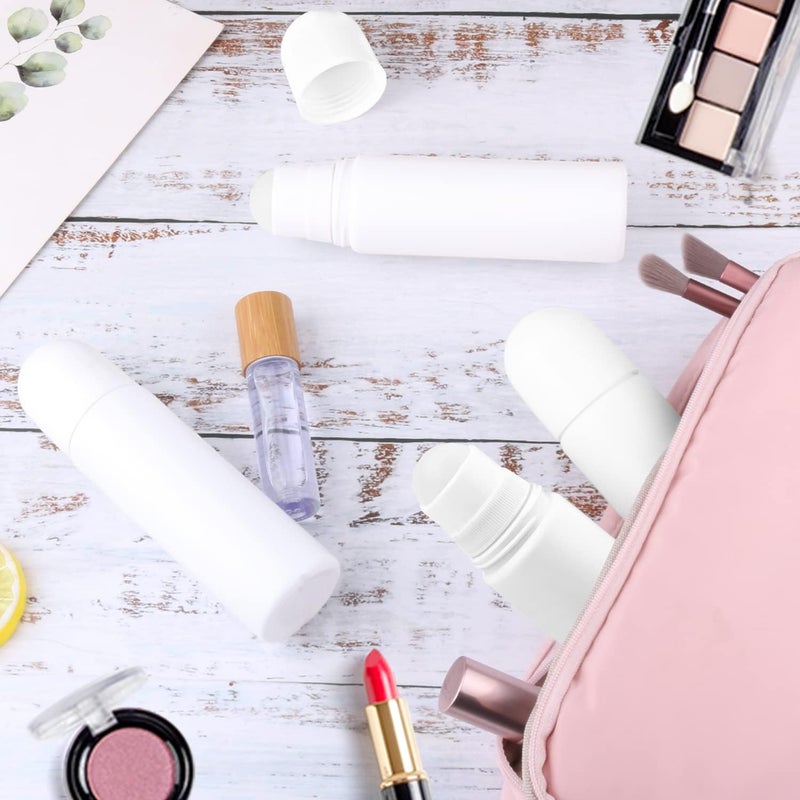 Cositina 8 Pack 100ml/3.38oz Plastic Roller Bottles Empty Refillable Roll On Bottle Leak-Proof Deodorant Containers Anti-perspirant Dispenser for Essential Oil Perfumes Balms - White - Image 2