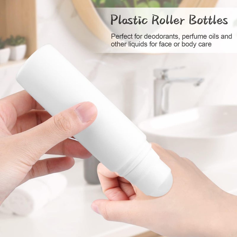 Cositina 8 Pack 100ml/3.38oz Plastic Roller Bottles Empty Refillable Roll On Bottle Leak-Proof Deodorant Containers Anti-perspirant Dispenser for Essential Oil Perfumes Balms - White - Image 5